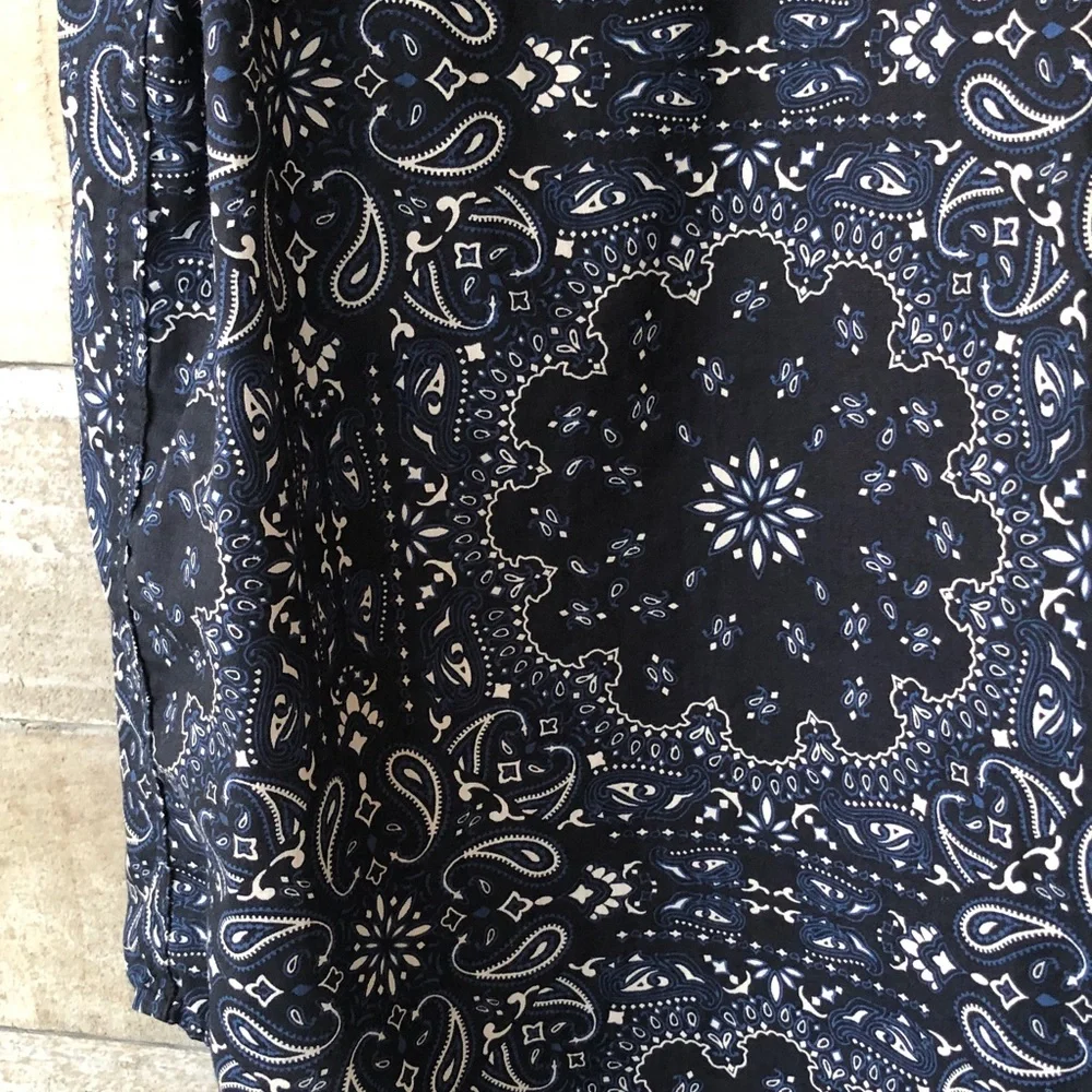 Navy blue handkerchief pattern paisley Shirt - Picture 5 of 7